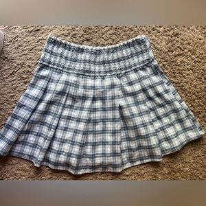 Hollister Blue and White Plaid Midi Skirt